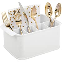 mDesign Cubertero con asas – Decorativo cesto portacubiertos para cocina- comedor- jardín o para ir de picnic – Bandeja…